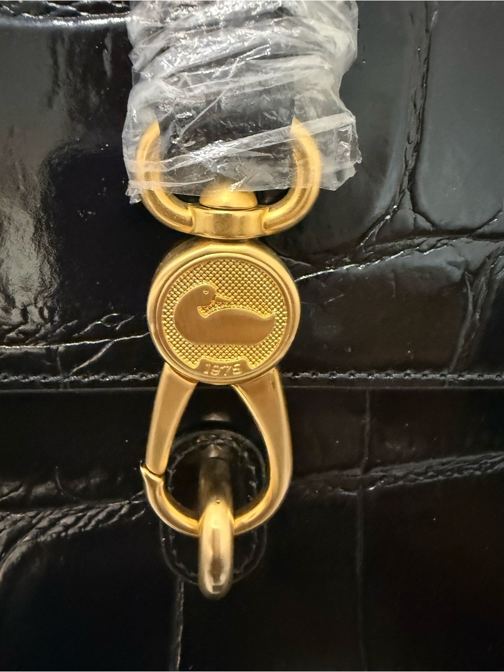 Dooney & Bourke Black Croc-Embossed Top Handle Claire Satchel with Gold Hardware - Picture 5 of 10